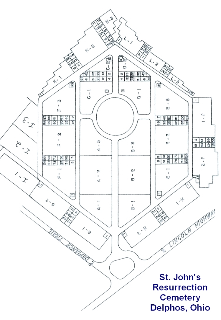 Delphos St. John's Resurrection Cemetery Map