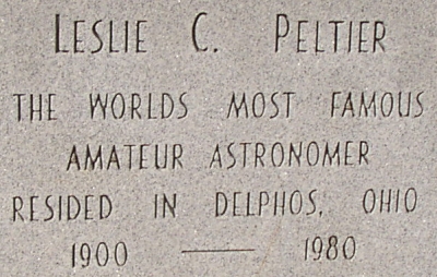 Leslie C. Peltier - Back of Memorial Sundial